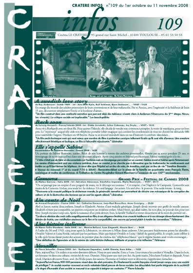 Programme 109 du 1er octobre au 11 novembre 2008