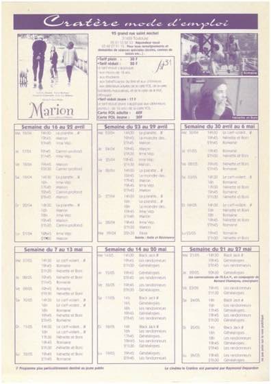 Programme 12 du 16 avril au 27 mai 1997