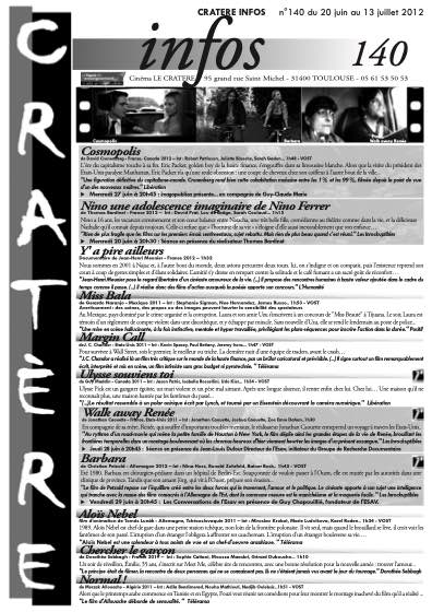 Programme 140 du 20 juin au 13 juillet 2012