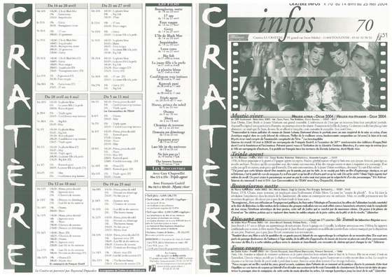 Programme 70 du 14 avril au 25 mai 2004